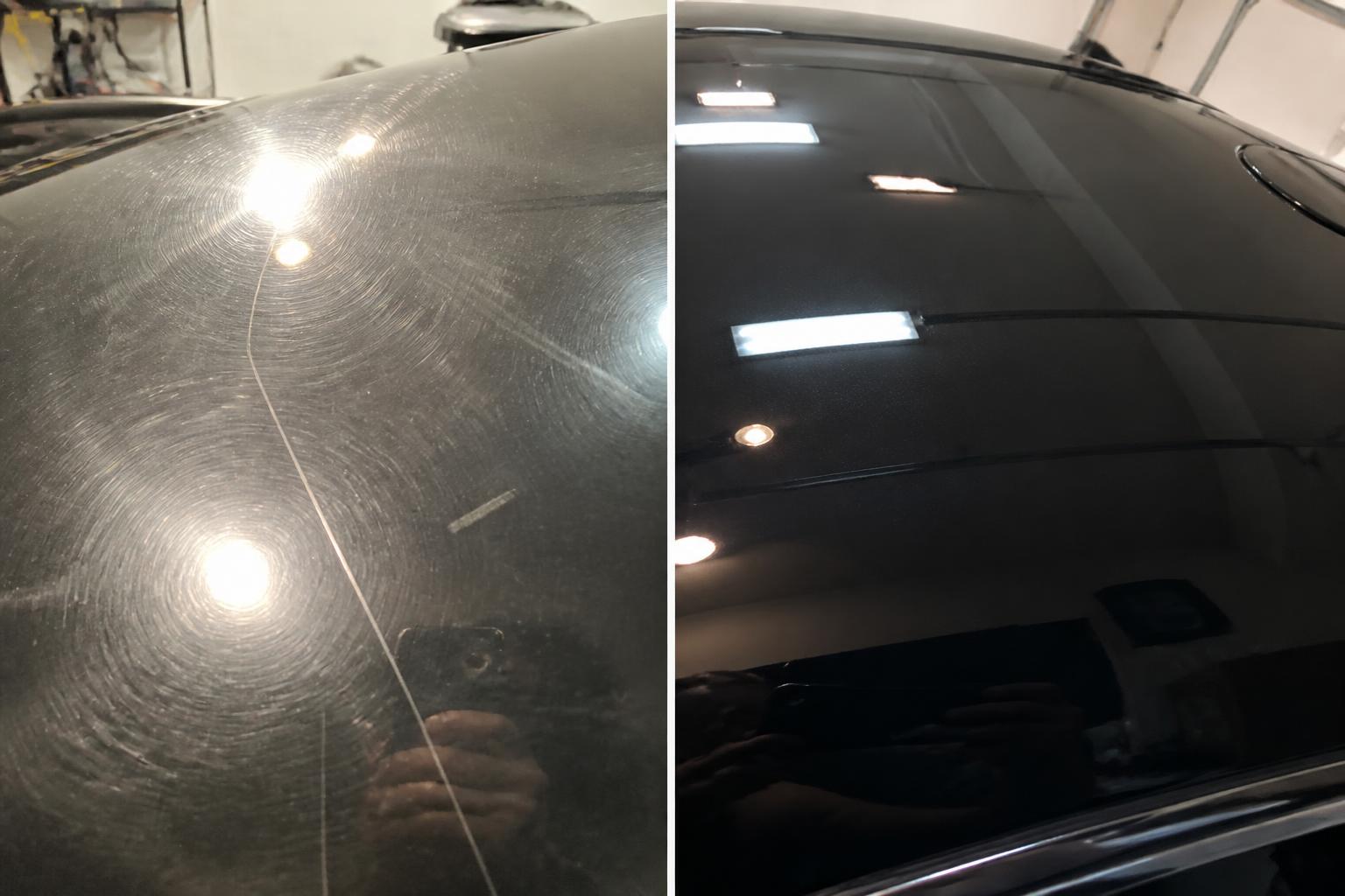 Paint scratch and swirl removal before and after